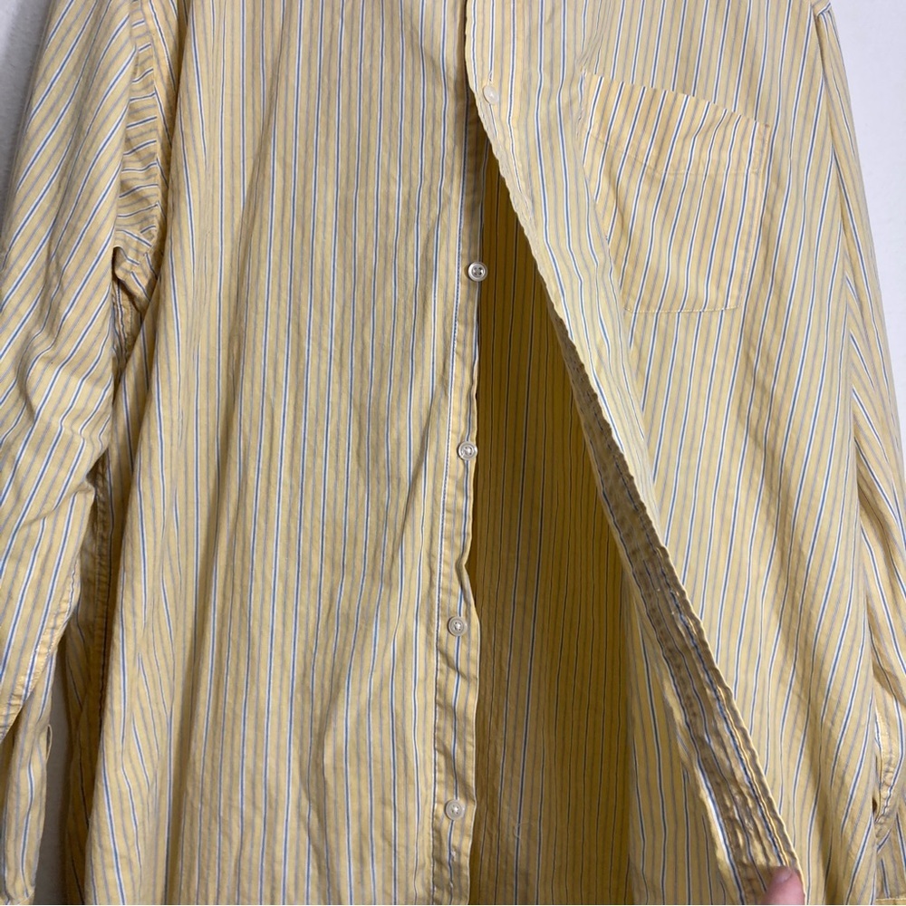 Steve & Barry’s Button Up - Yellow/Blue Stripes -… - image 4
